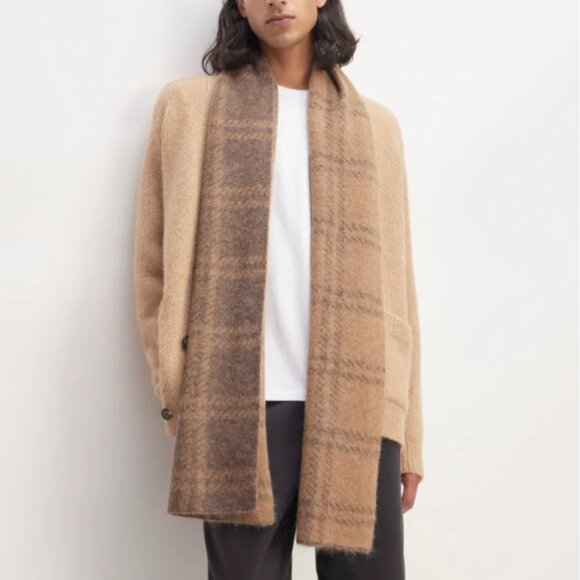 NWOT Everlane Alpaca Patterned Scarf in Cocoa & Tiger's Eye - Picture 2 of 13